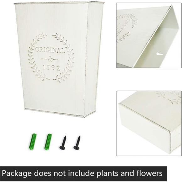 Set of 2 Farmhouse Metal Wall Planter, Rustic Wall Decor  Hanging Wall Vase - Picture 5 of 7